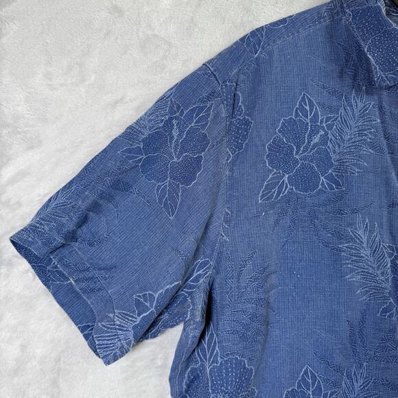 Tommy Bahama Silk Hawaiian Shirt Men's Large Blue 100% Silk Vacation Resortwear - Picture 2 of 15